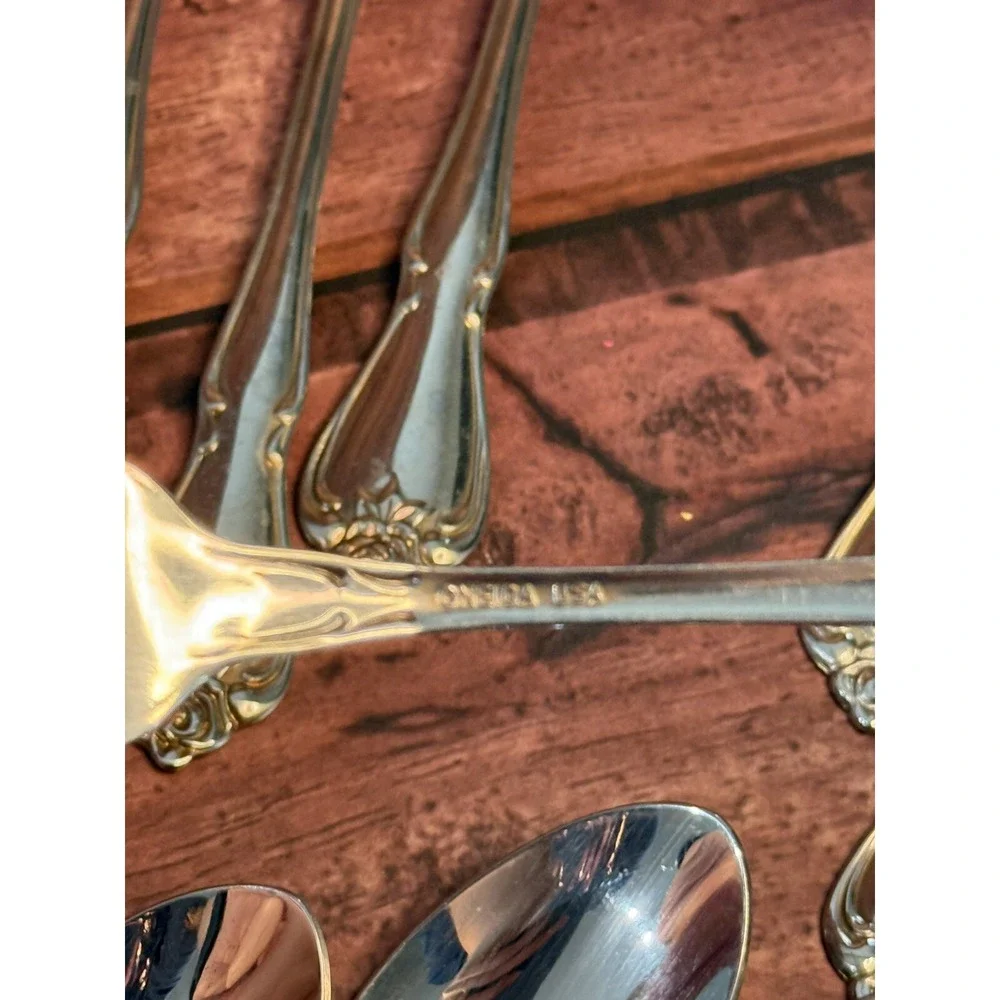 Oneida Arbor Rose True Rose Rogers Stainless Forks Spoons Knives Mixed Lot 17 Pc
